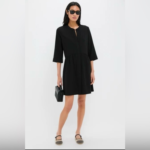Tuckernuck Dresses & Skirts - Tuckernuck Black Stretch Crepe Royal Shirt Dress 3/4 Sleeves- Small